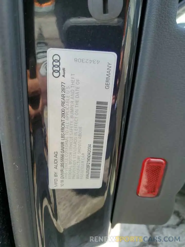 13 Photograph of a damaged car WAUM2BF21KN042034 AUDI A6 2019