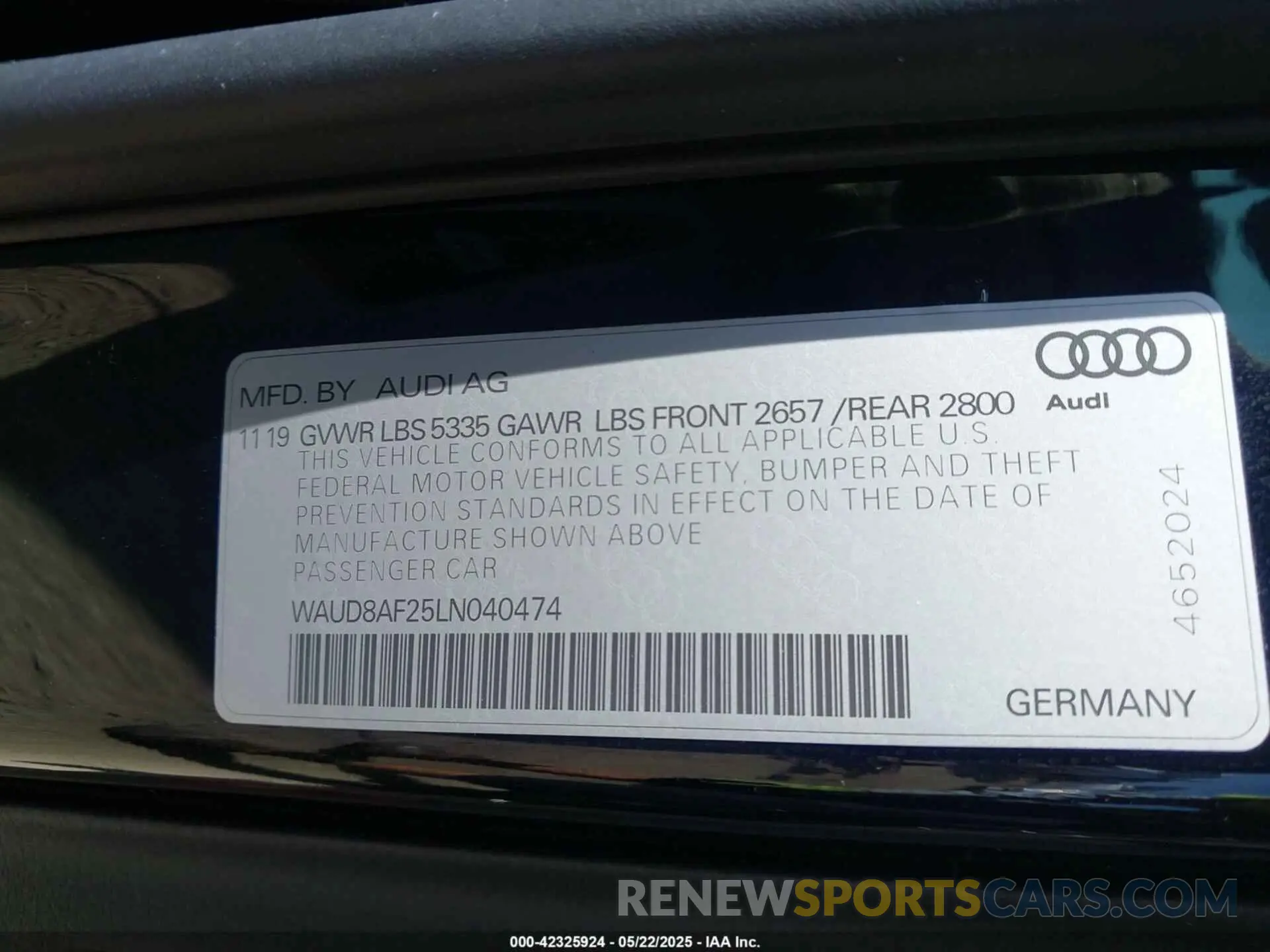 9 Фотография поврежденного автомобиля WAUD8AF25LN040474 AUDI A6 2020