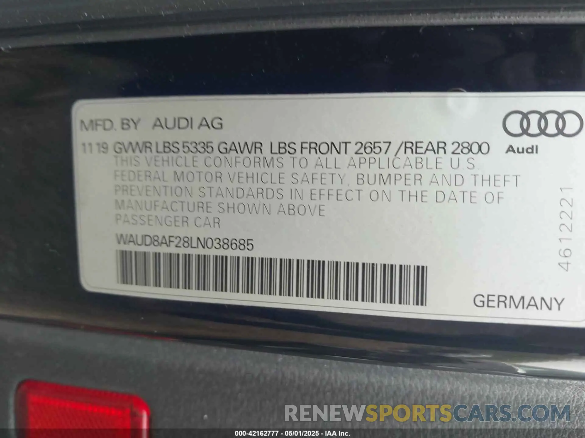 9 Фотография поврежденного автомобиля WAUD8AF28LN038685 AUDI A6 2020