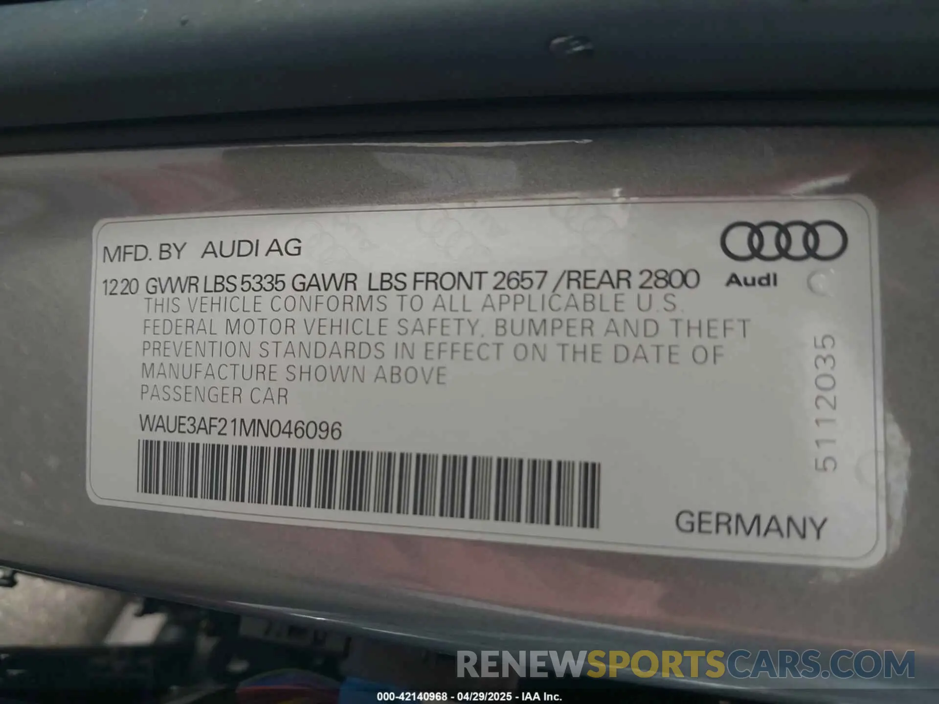 9 Фотография поврежденного автомобиля WAUE3AF21MN046096 AUDI A6 2021