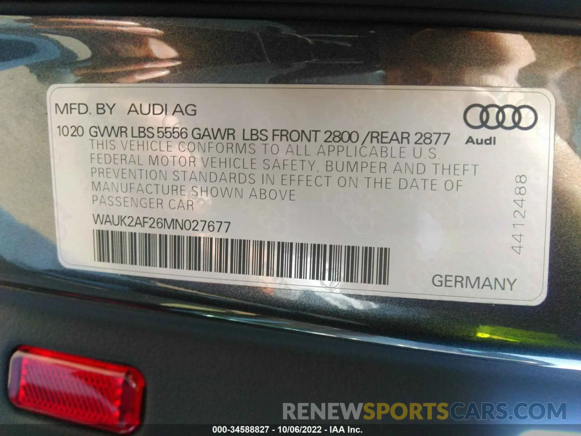 9 Photograph of a damaged car WAUK2AF26MN027677 AUDI A6 2021