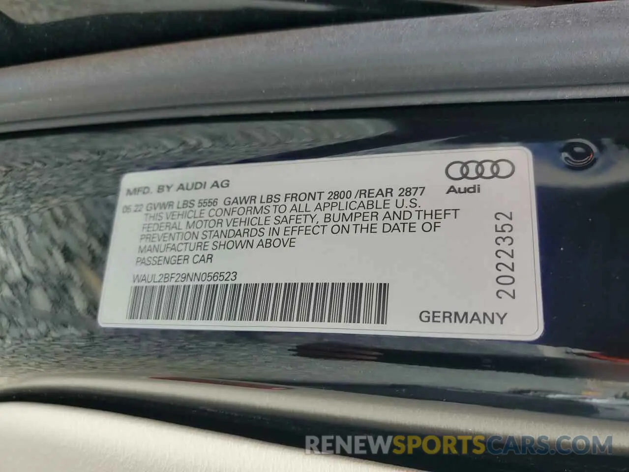 12 Photograph of a damaged car WAUL2BF29NN056523 AUDI A6 2022