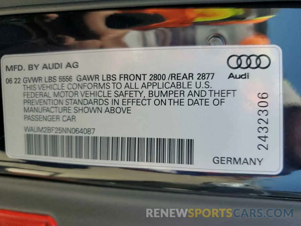 13 Photograph of a damaged car WAUM2BF25NN064087 AUDI A6 2022