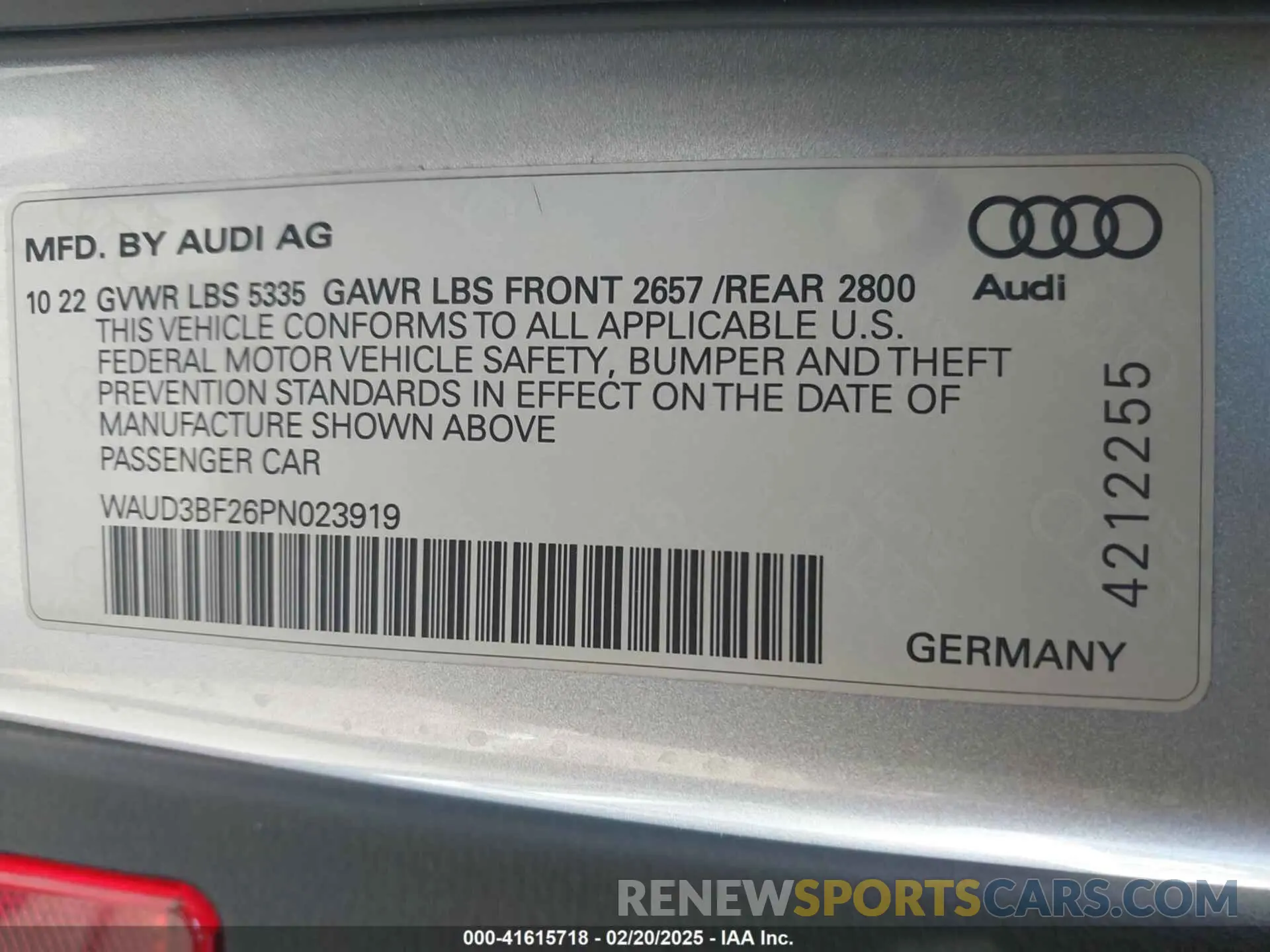 9 Фотография поврежденного автомобиля WAUD3BF26PN023919 AUDI A6 2023