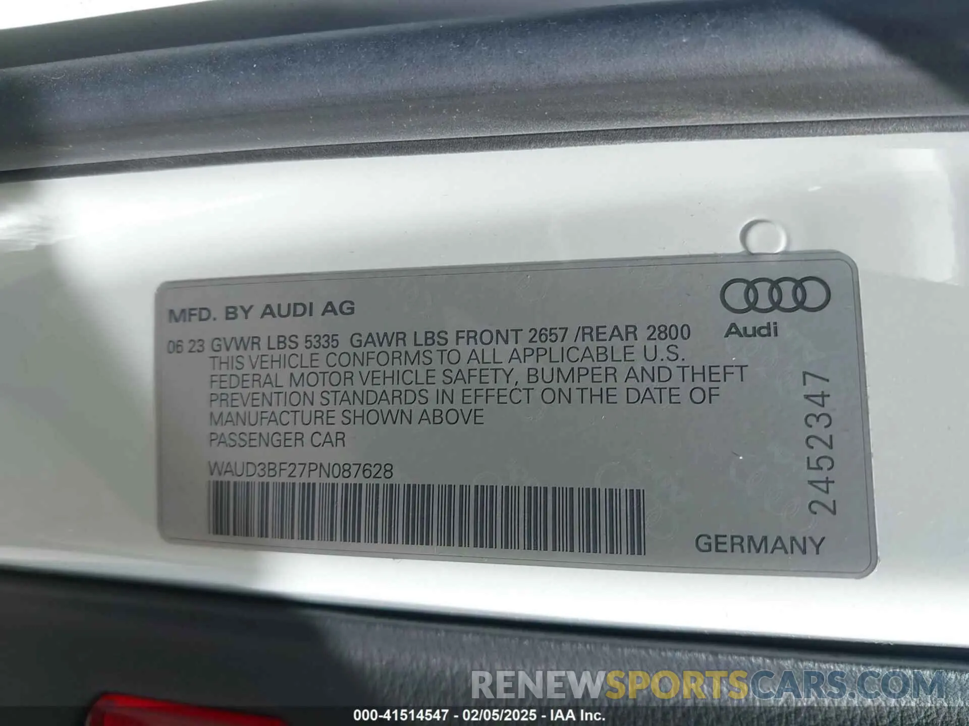 9 Фотография поврежденного автомобиля WAUD3BF27PN087628 AUDI A6 2023