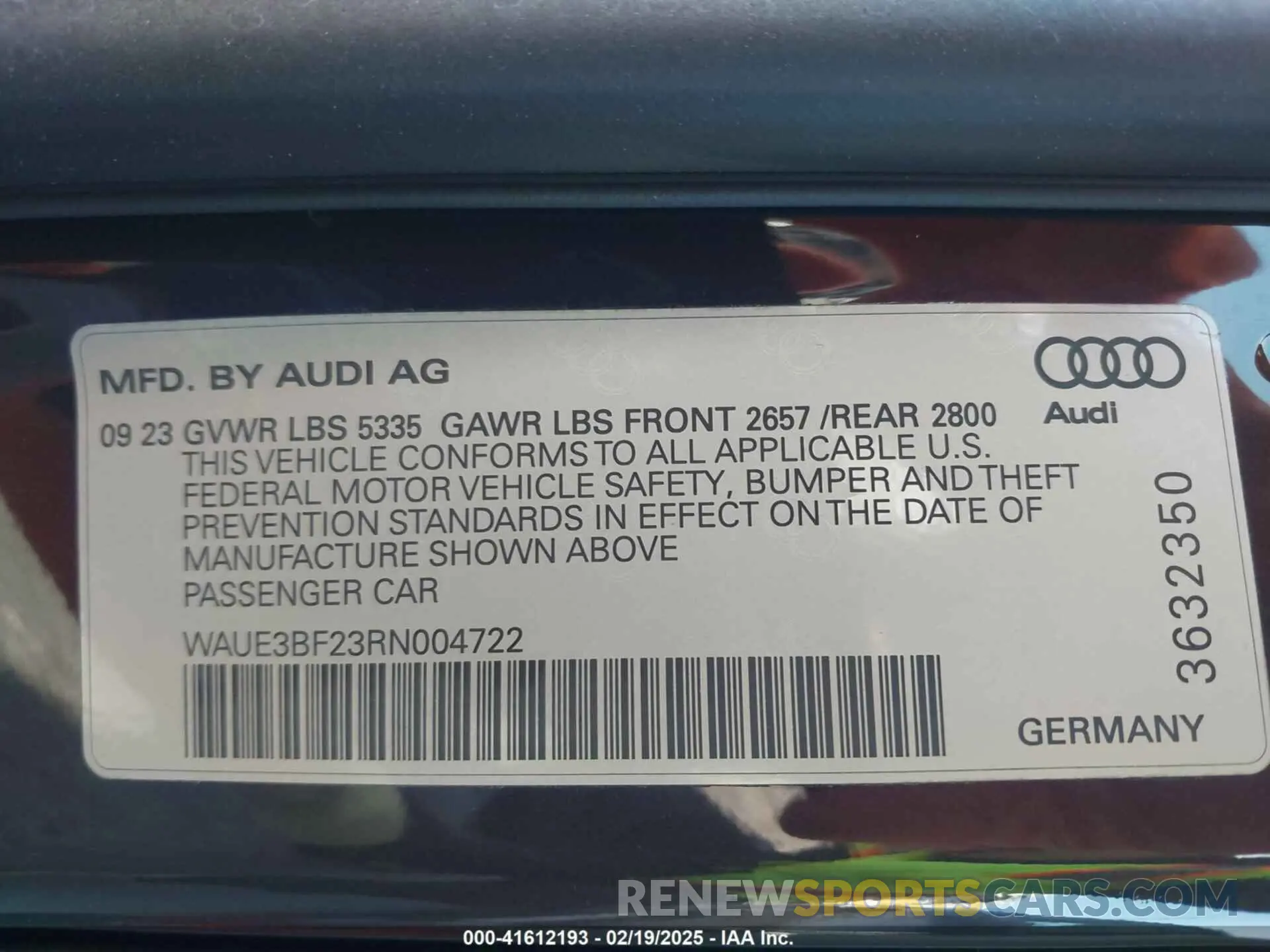 9 Photograph of a damaged car WAUE3BF23RN004722 AUDI A6 2024