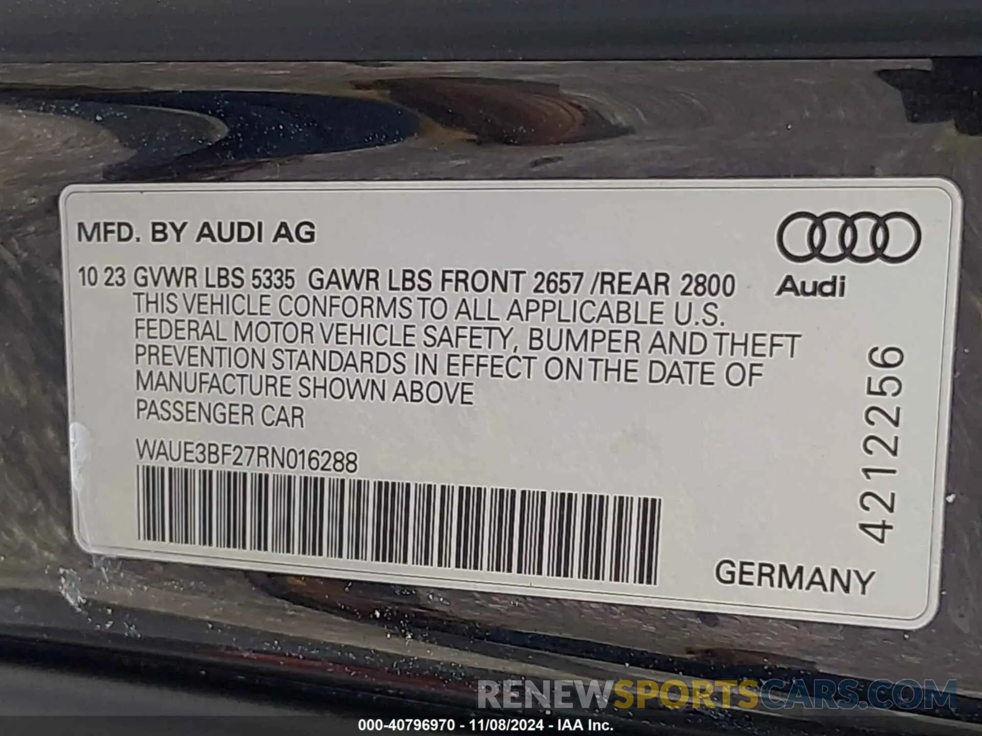 9 Фотография поврежденного автомобиля WAUE3BF27RN016288 AUDI A6 SEDAN 2024