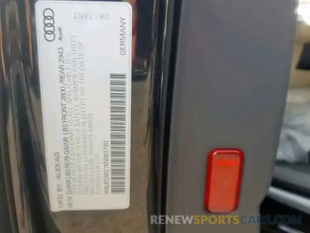 10 Photograph of a damaged car WAUP2AF21KN083190 AUDI A7 2019