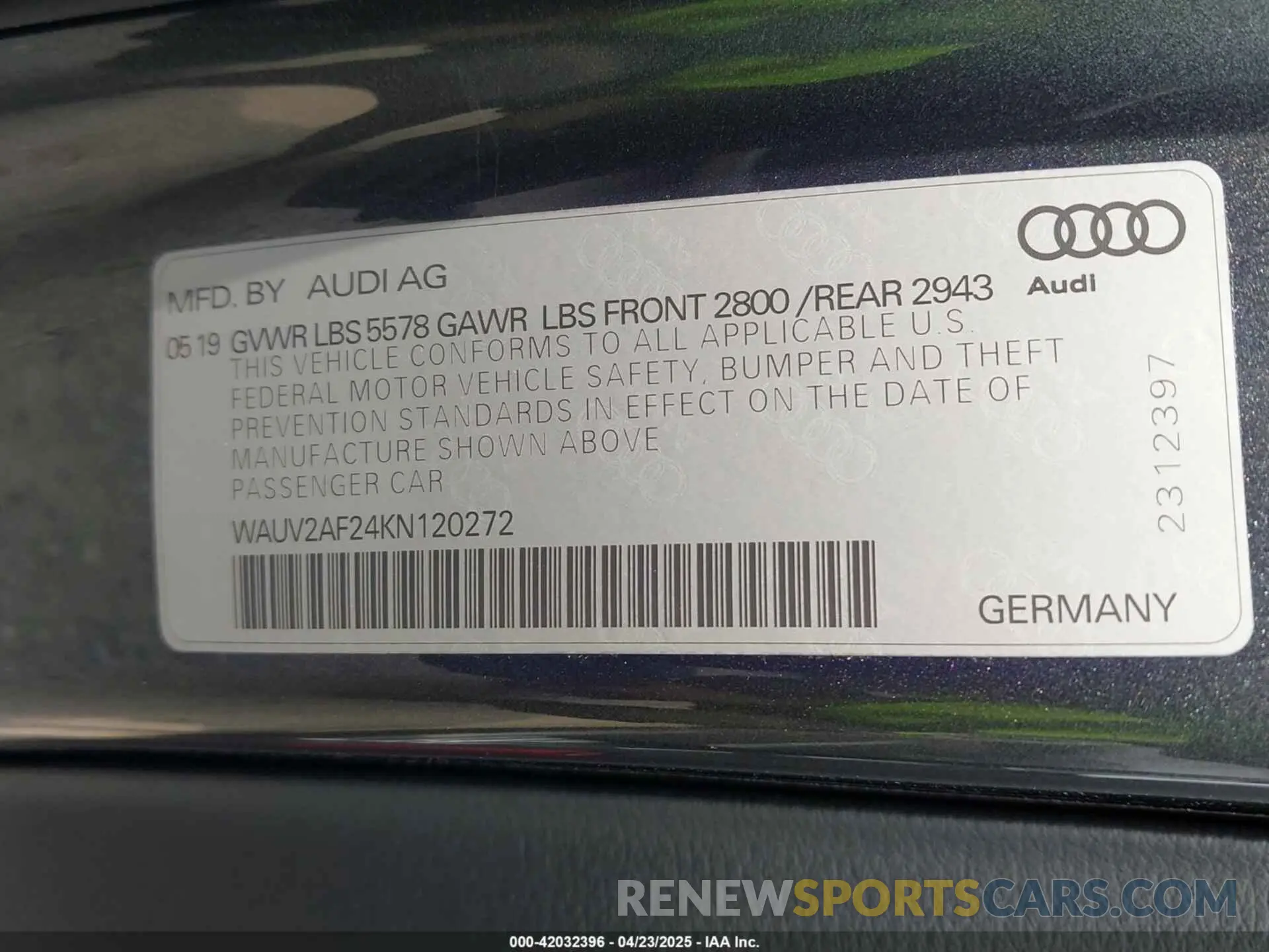 9 Photograph of a damaged car WAUV2AF24KN120272 AUDI A7 2019