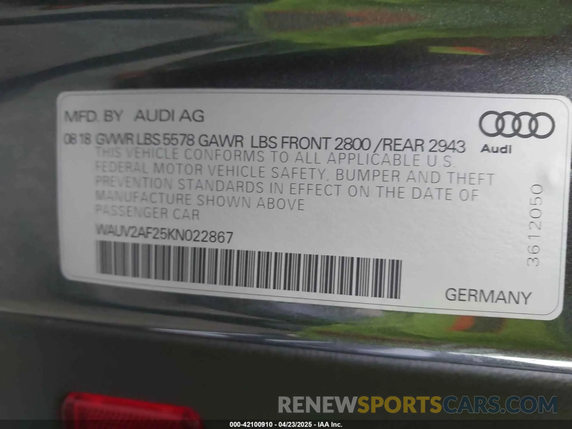 9 Фотография поврежденного автомобиля WAUV2AF25KN022867 AUDI A7 2019