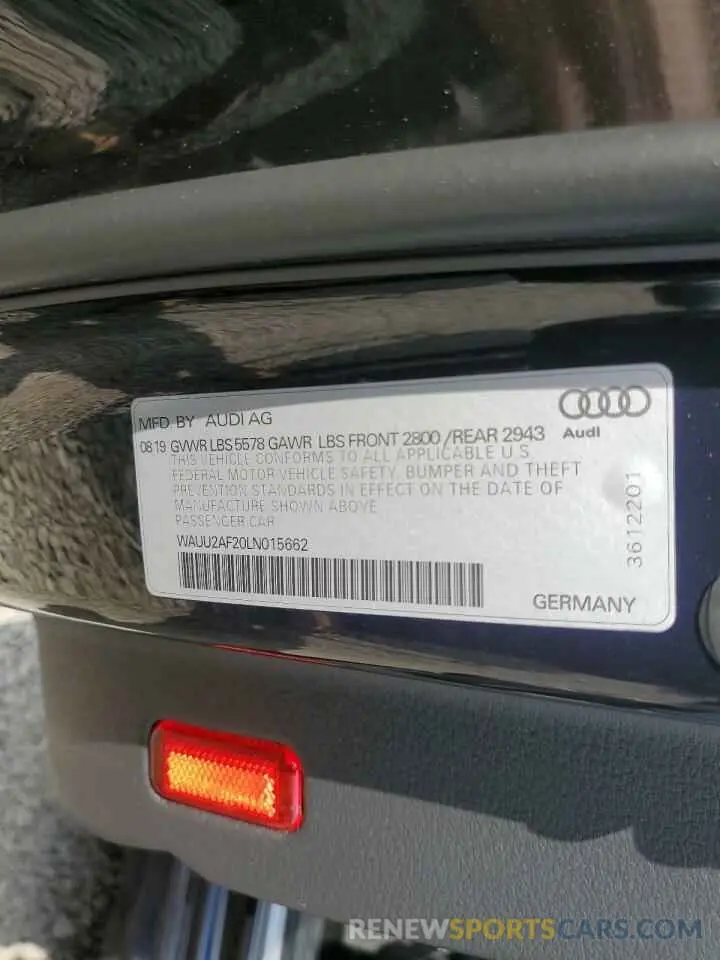 12 Photograph of a damaged car WAUU2AF20LN015662 AUDI A7 2020