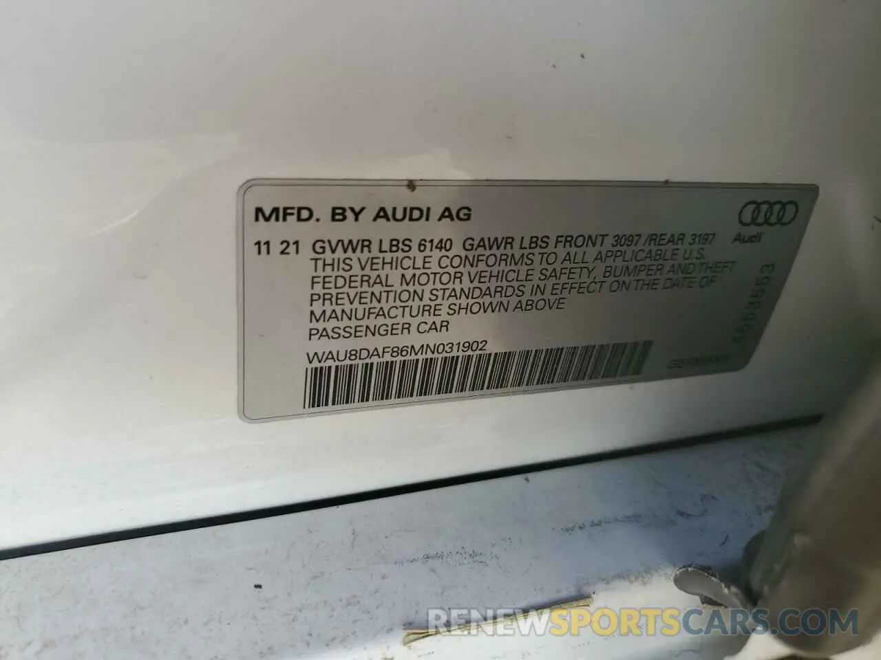 13 Фотография поврежденного автомобиля WAU8DAF86MN031902 AUDI A8 2021