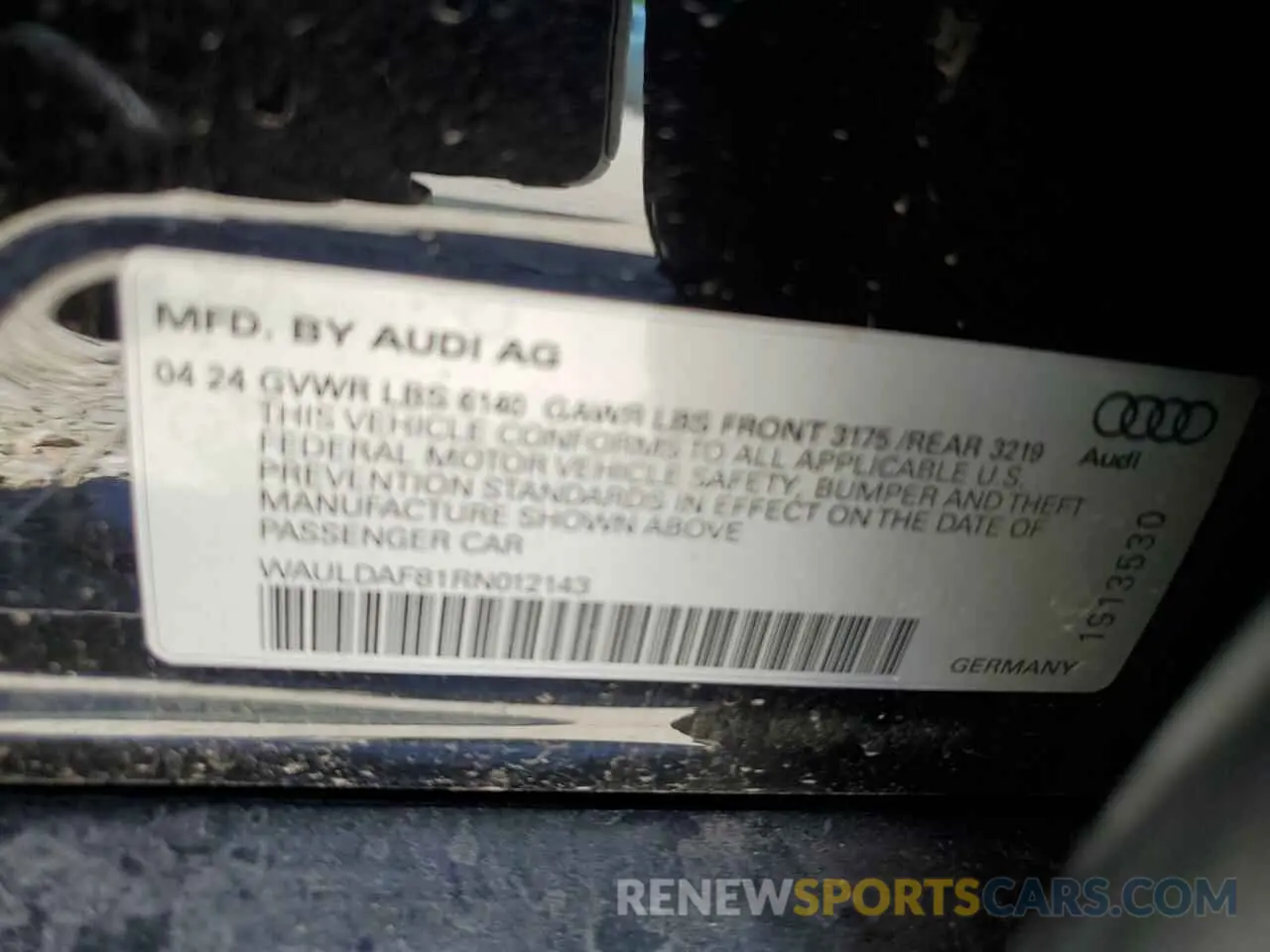 12 Photograph of a damaged car WAULDAF81RN012143 AUDI A8 2024
