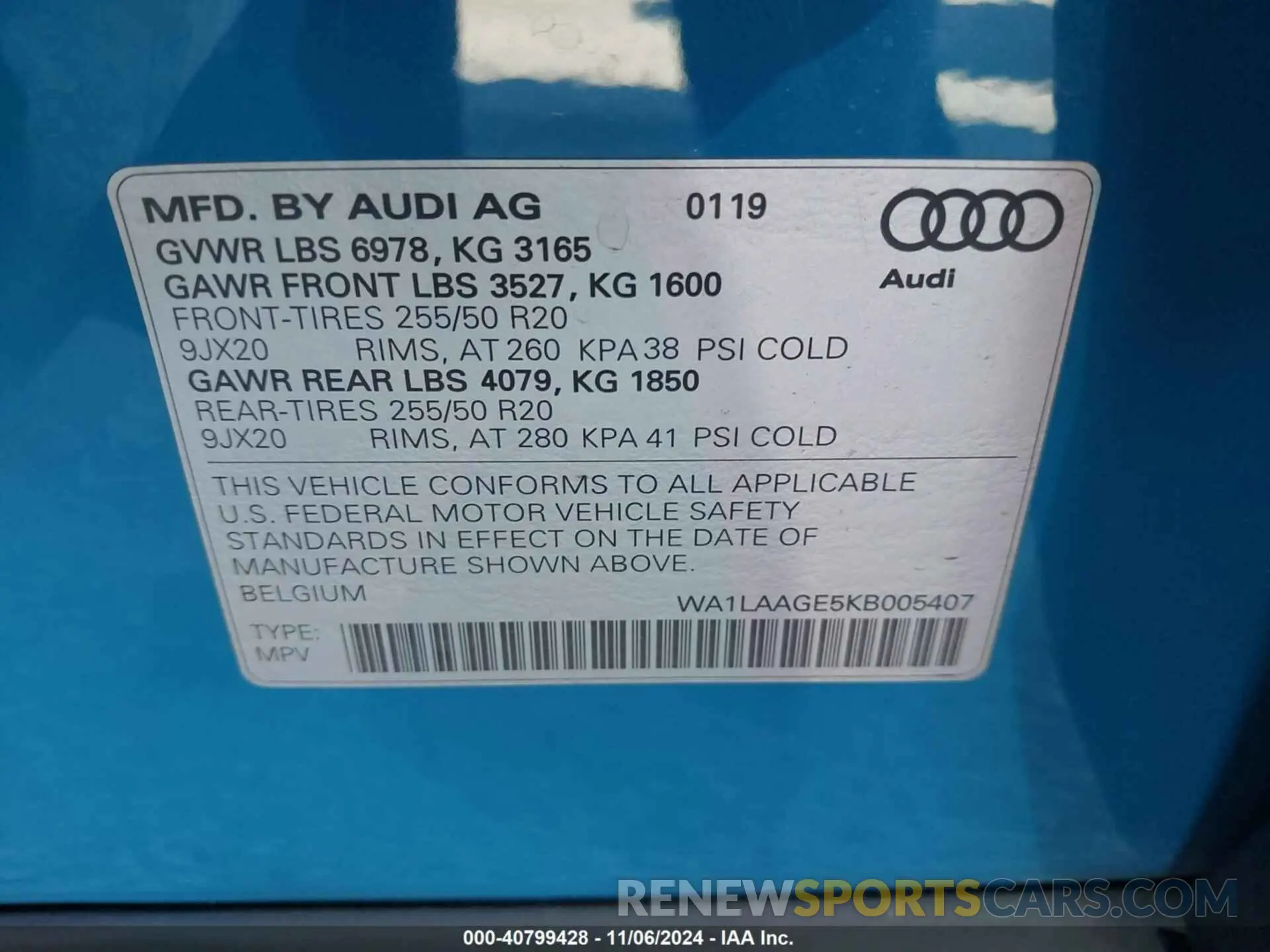 9 Фотография поврежденного автомобиля WA1LAAGE5KB005407 AUDI E-TRON 2019