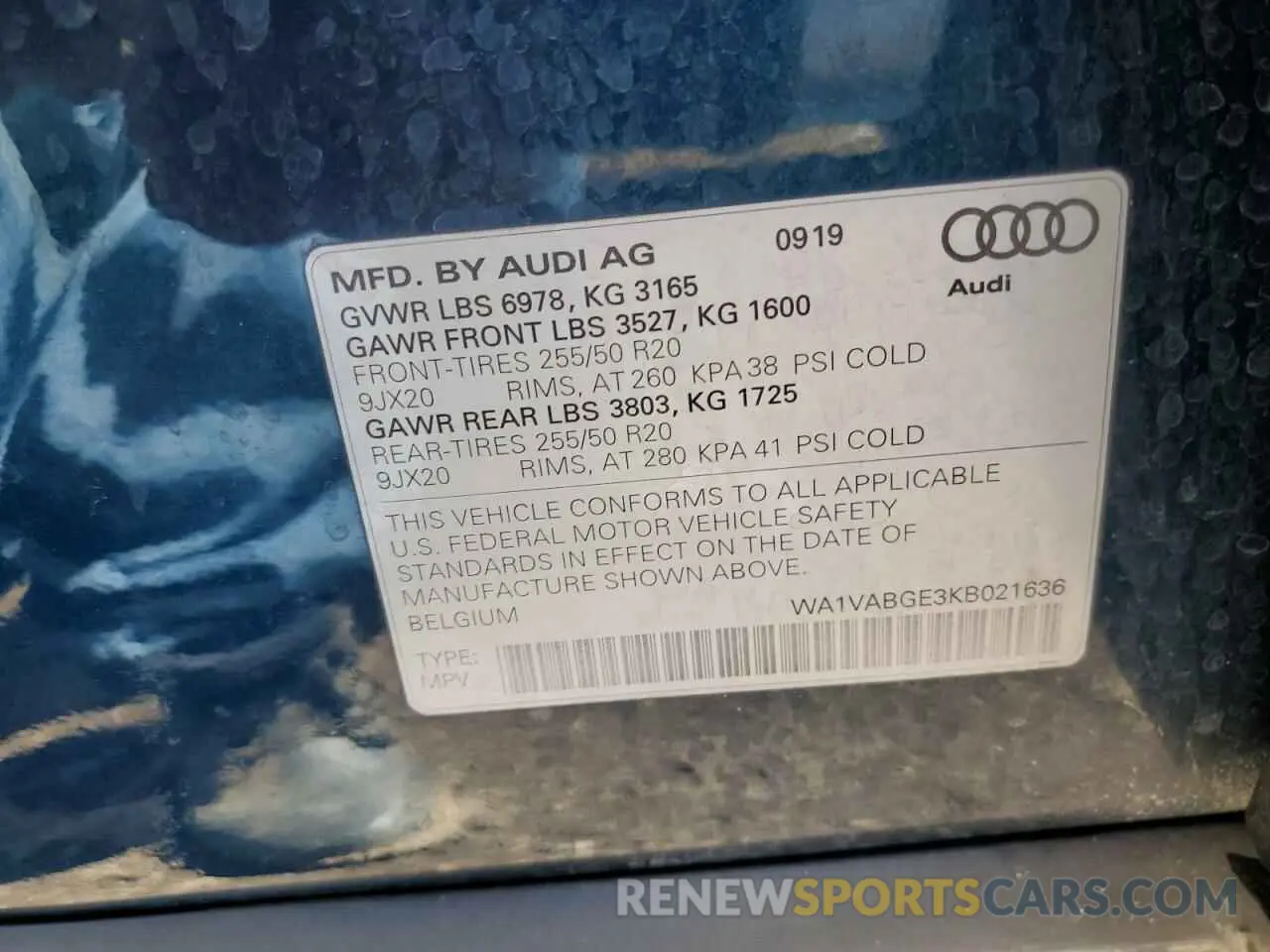 13 Фотография поврежденного автомобиля WA1VABGE3KB021636 AUDI E-TRON 2019