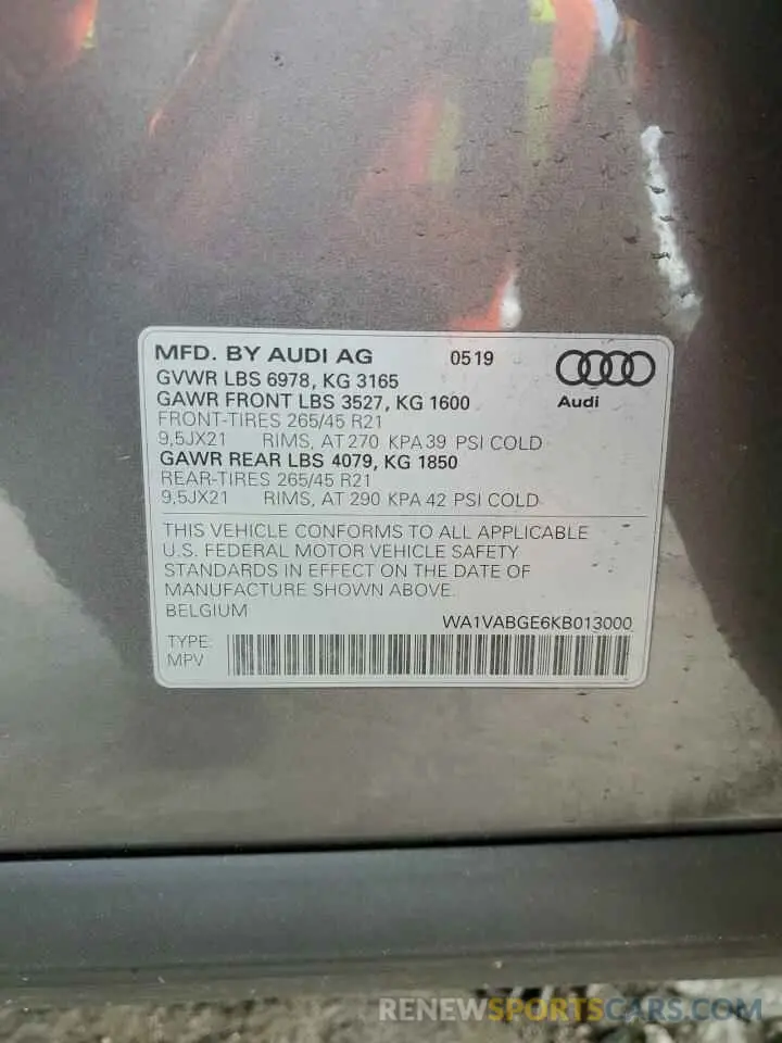 15 Фотография поврежденного автомобиля WA1VABGE6KB013000 AUDI E-TRON 2019