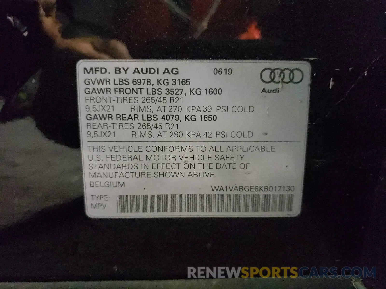 10 Фотография поврежденного автомобиля WA1VABGE6KB017130 AUDI E-TRON 2019