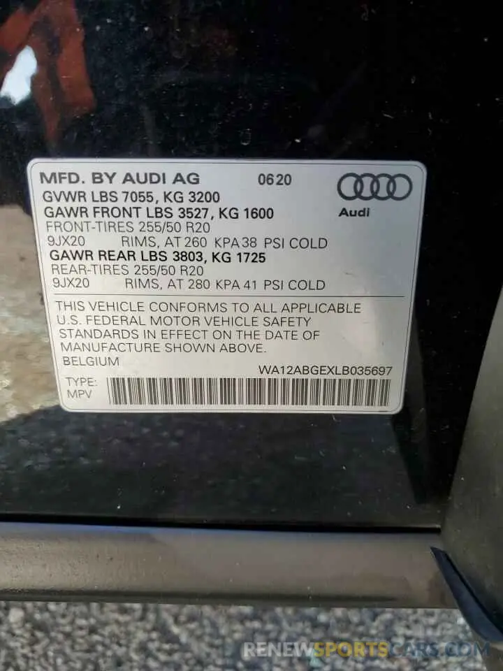 12 Фотография поврежденного автомобиля WA12ABGEXLB035697 AUDI E-TRON 2020