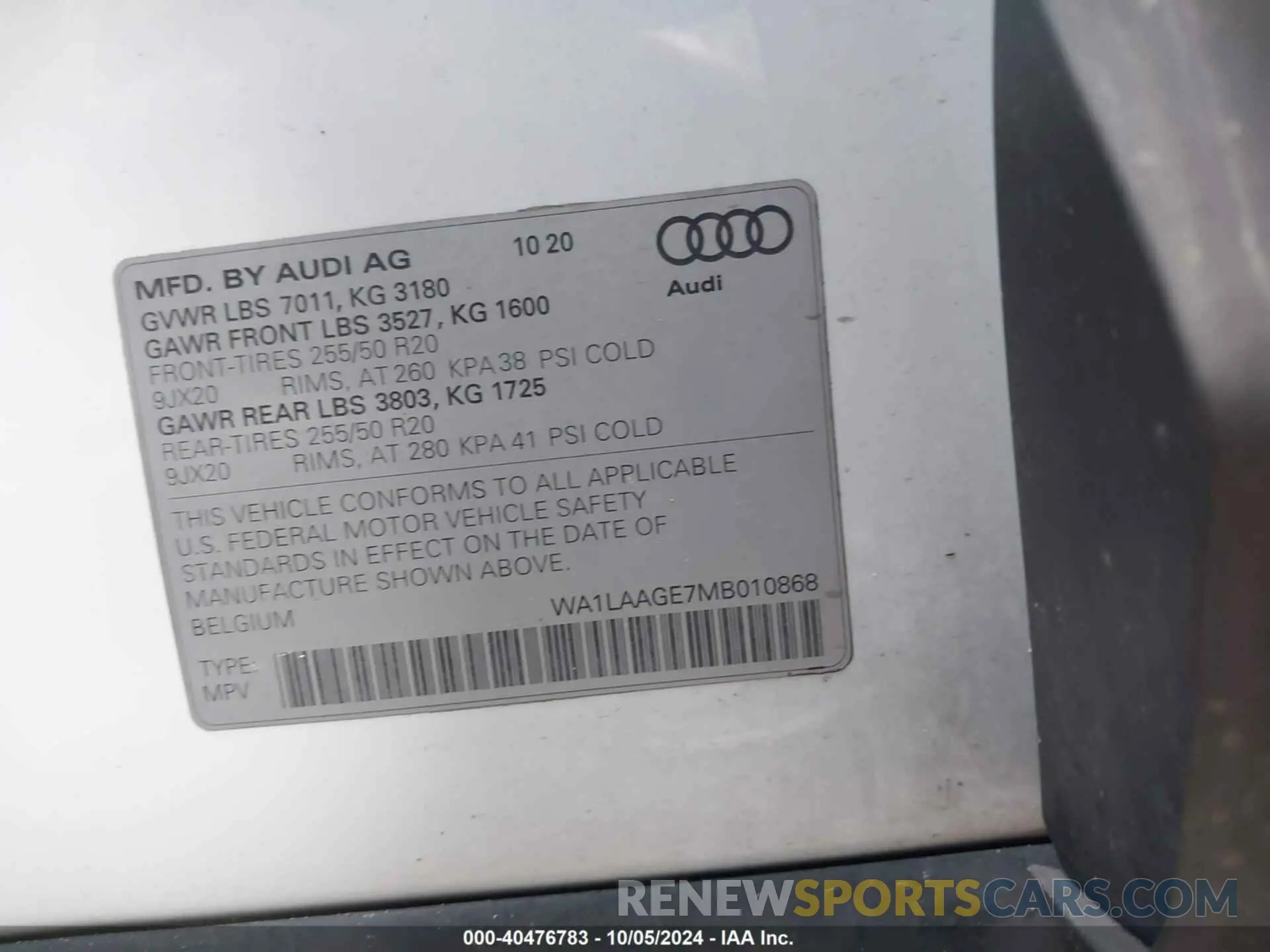 9 Photograph of a damaged car WA1LAAGE7MB010868 AUDI E-TRON 2021
