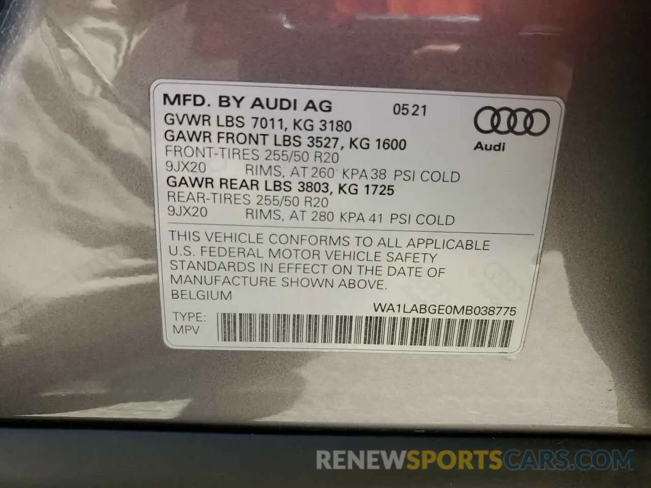 13 Photograph of a damaged car WA1LABGE0MB038775 AUDI E-TRON 2021