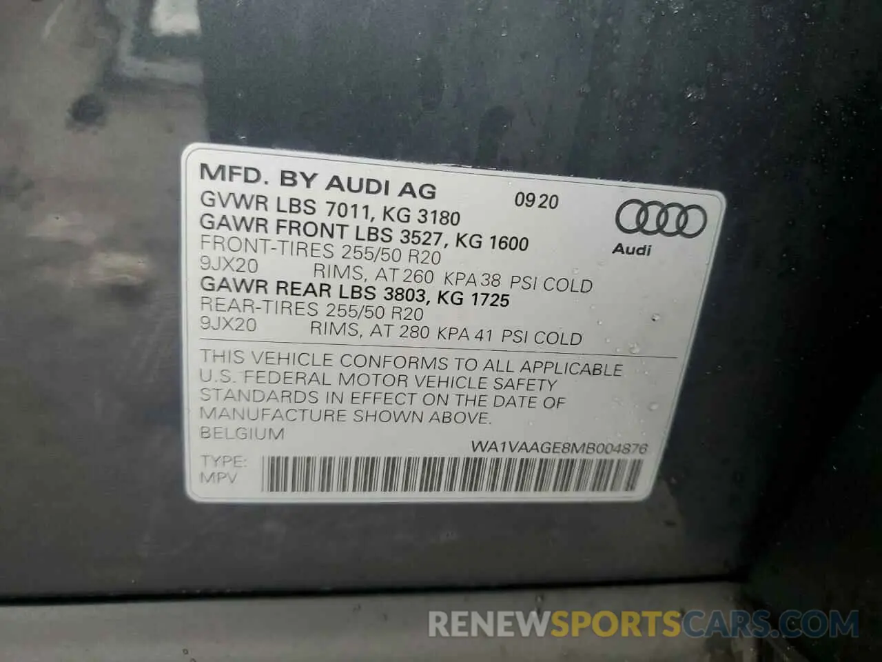 12 Фотография поврежденного автомобиля WA1VAAGE8MB004876 AUDI E-TRON 2021