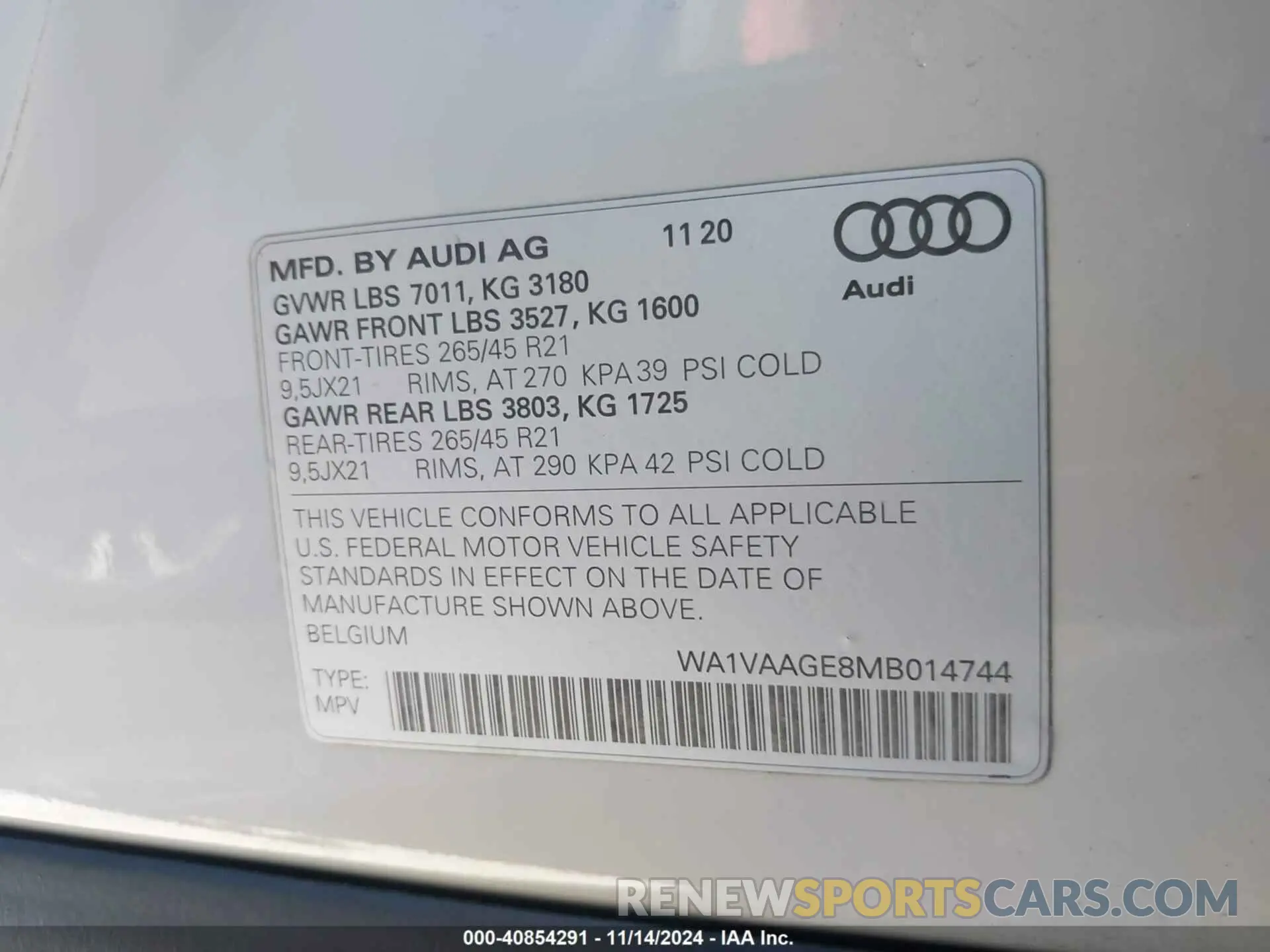 9 Фотография поврежденного автомобиля WA1VAAGE8MB014744 AUDI E-TRON 2021