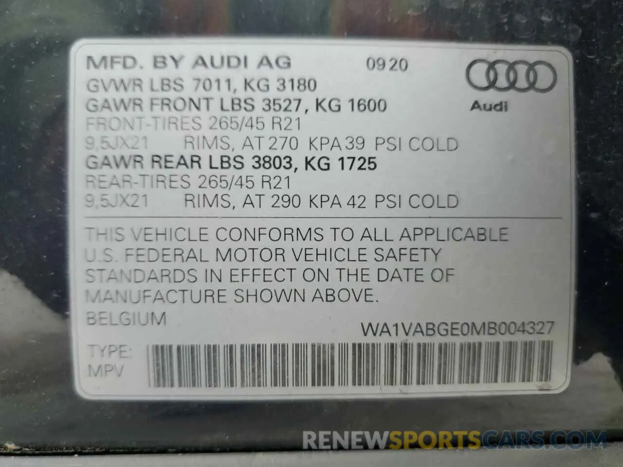 14 Photograph of a damaged car WA1VABGE0MB004327 AUDI E-TRON 2021