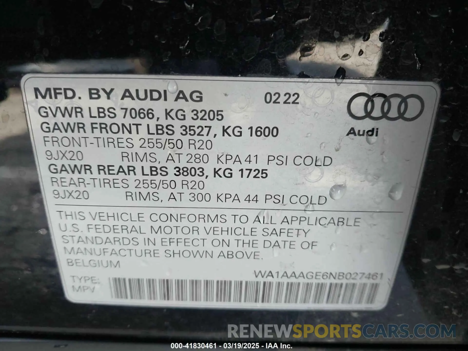 9 Photograph of a damaged car WA1AAAGE6NB027461 AUDI E-TRON 2022