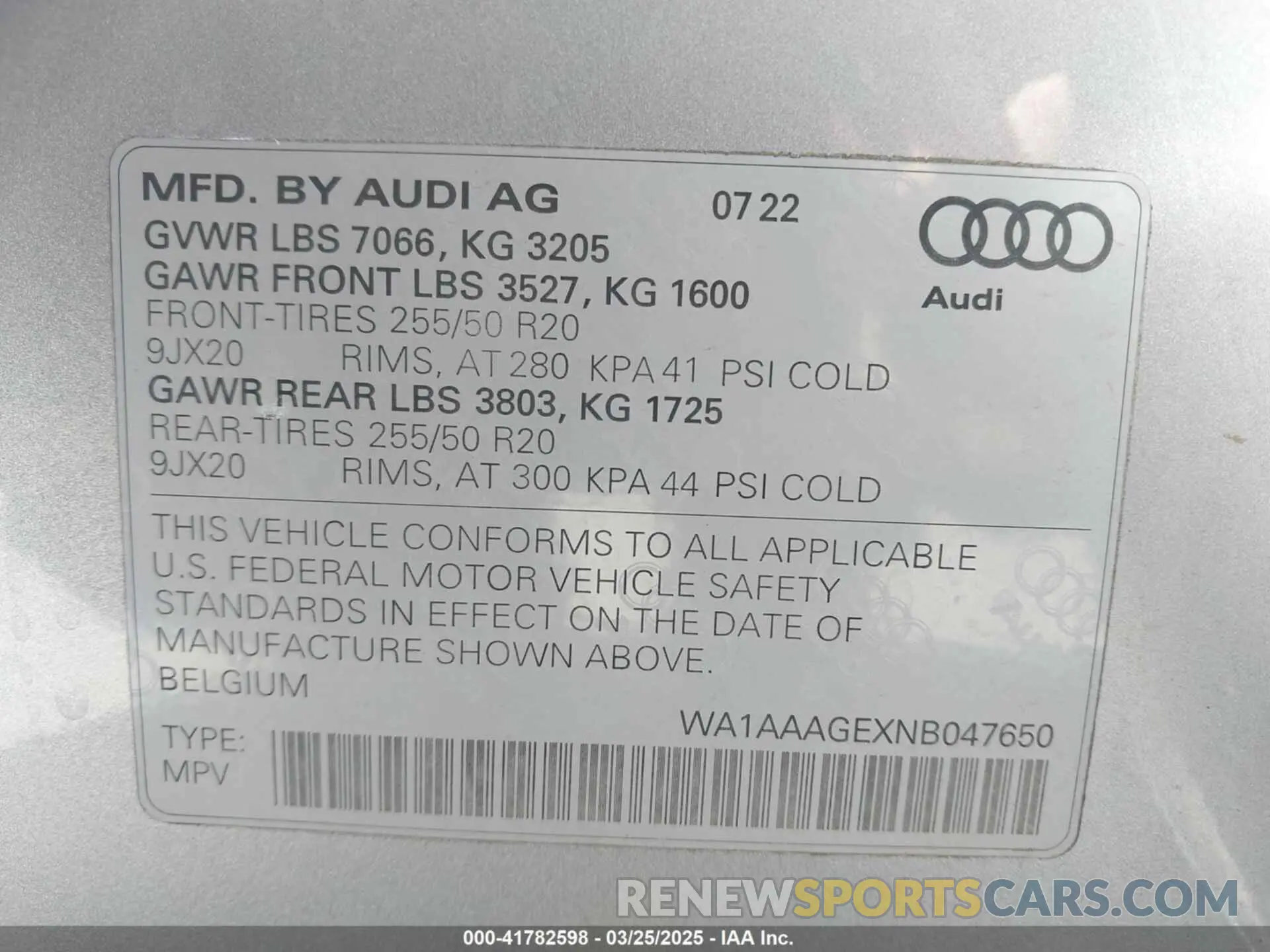 9 Фотография поврежденного автомобиля WA1AAAGEXNB047650 AUDI E-TRON 2022