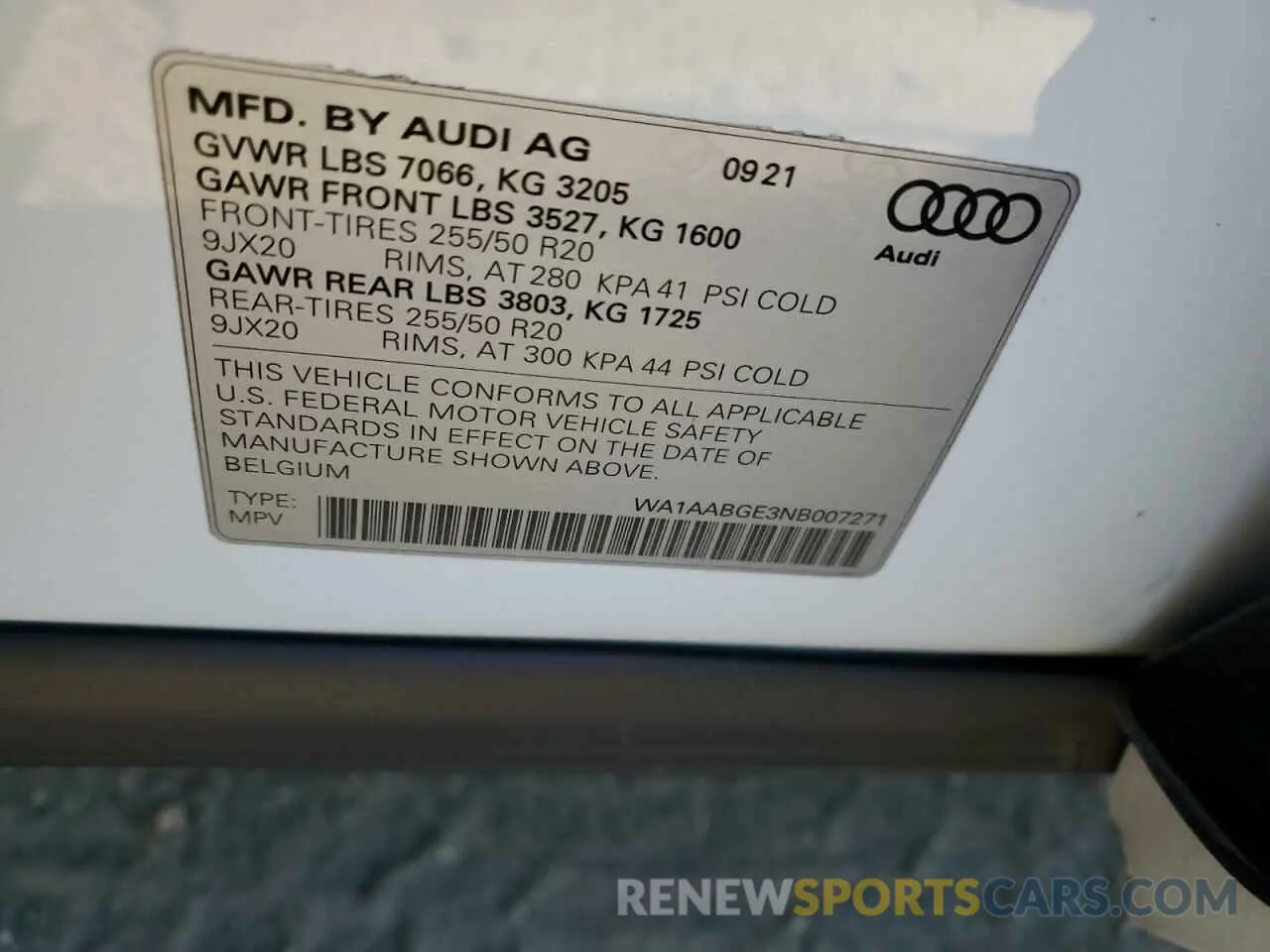 12 Фотография поврежденного автомобиля WA1AABGE3NB007271 AUDI E-TRON 2022