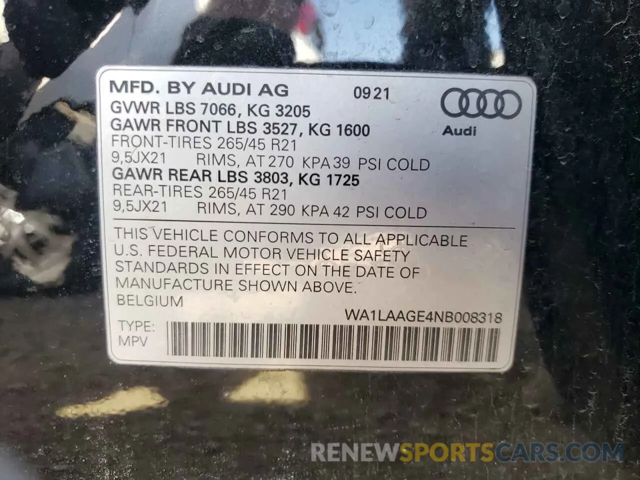 12 Фотография поврежденного автомобиля WA1LAAGE4NB008318 AUDI E-TRON 2022