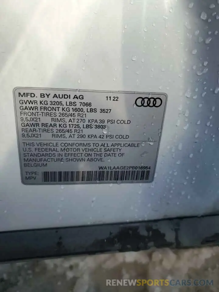 13 Фотография поврежденного автомобиля WA1LAAGE2PB016954 AUDI E-TRON 2023