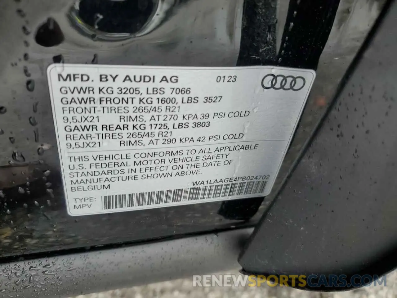 15 Photograph of a damaged car WA1LAAGE4PB024702 AUDI E-TRON 2023