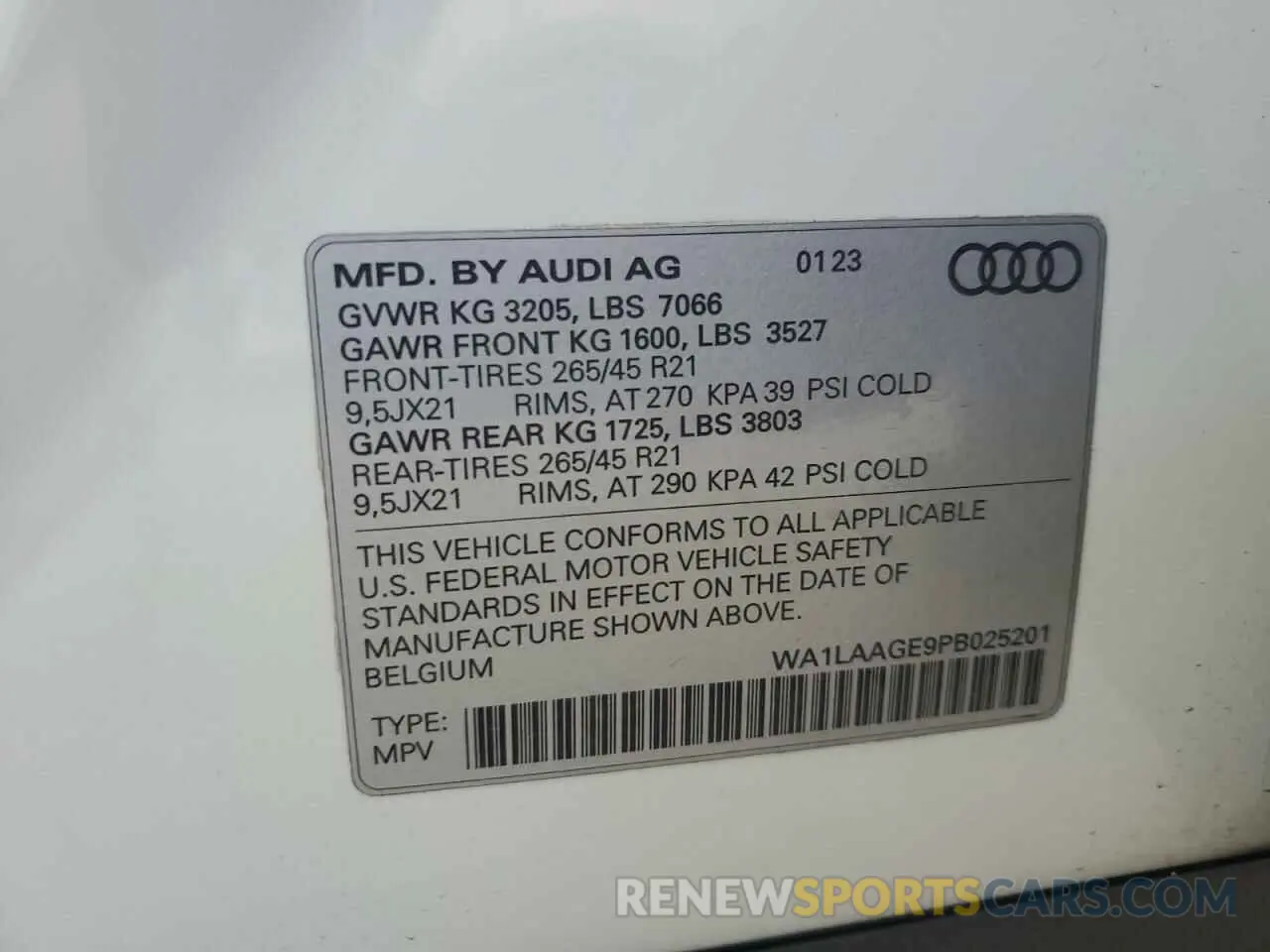 13 Photograph of a damaged car WA1LAAGE9PB025201 AUDI E-TRON 2023