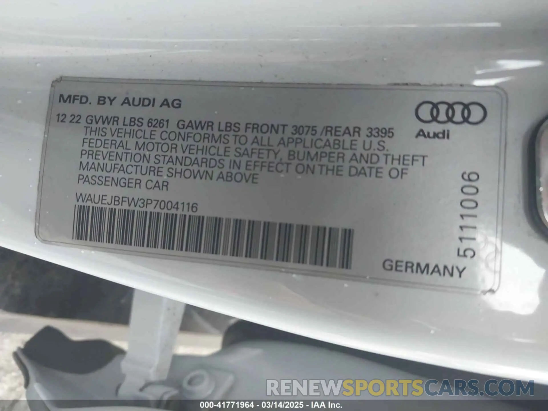 9 Фотография поврежденного автомобиля WAUEJBFW3P7004116 AUDI E-TRON GT 2023