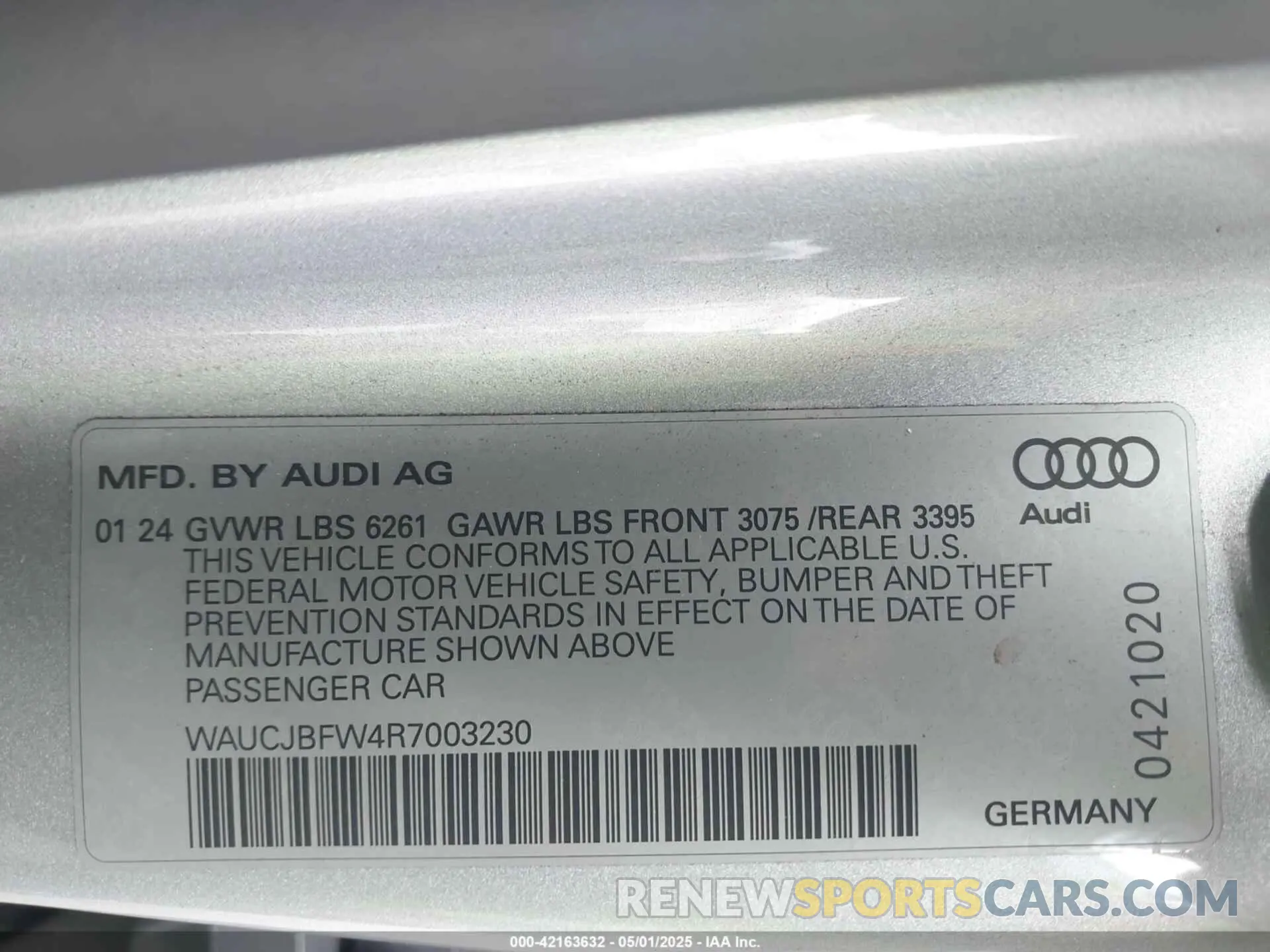 9 Photograph of a damaged car WAUCJBFW4R7003230 AUDI E-TRON GT 2024
