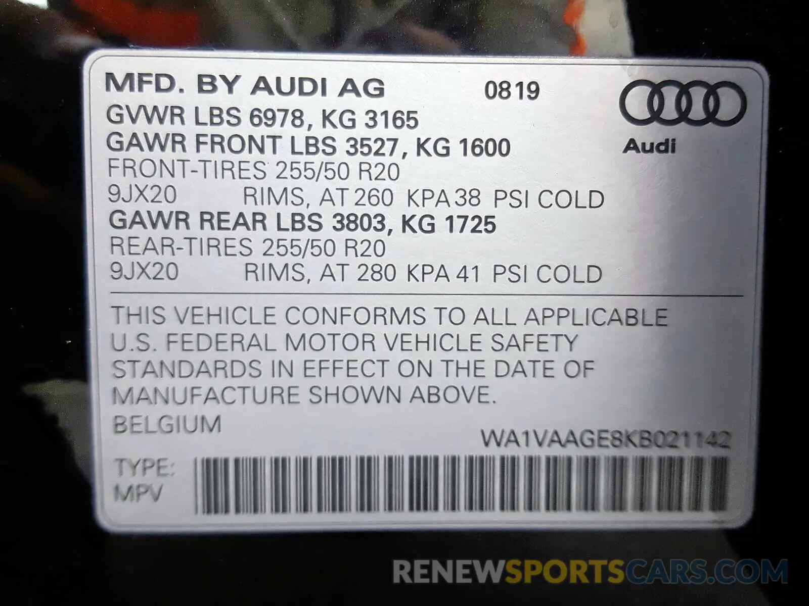 10 Photograph of a damaged car WA1VAAGE8KB021142 AUDI E-TRON PRE 2019