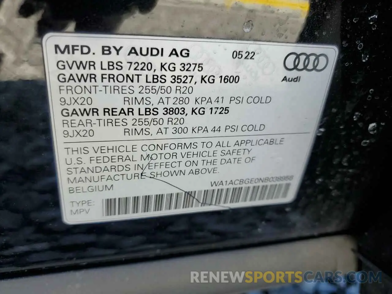 13 Photograph of a damaged car WA1ACBGE0NB038956 AUDI E-TRON S P 2022