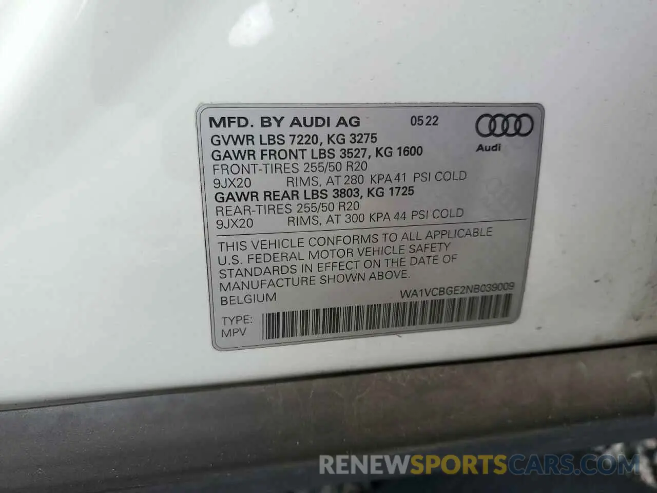 16 Фотография поврежденного автомобиля WA1VCBGE2NB039009 AUDI E-TRON S P 2022
