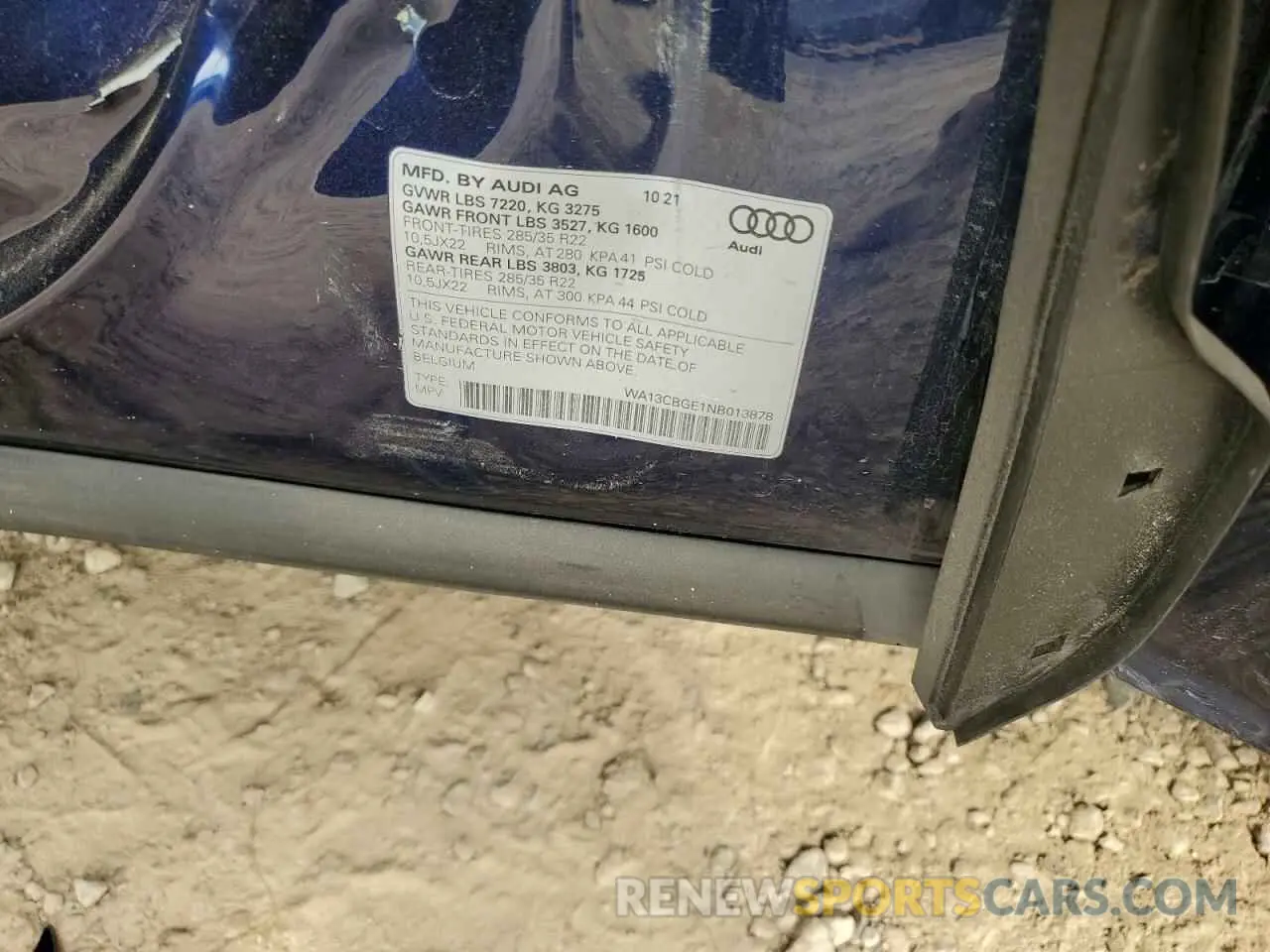 13 Фотография поврежденного автомобиля WA13CBGE1NB013878 AUDI E-TRON S S 2022