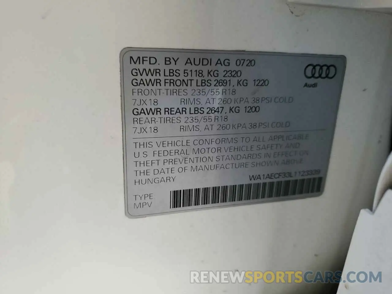 14 Фотография поврежденного автомобиля WA1AECF33L1123339 AUDI Q3 2020