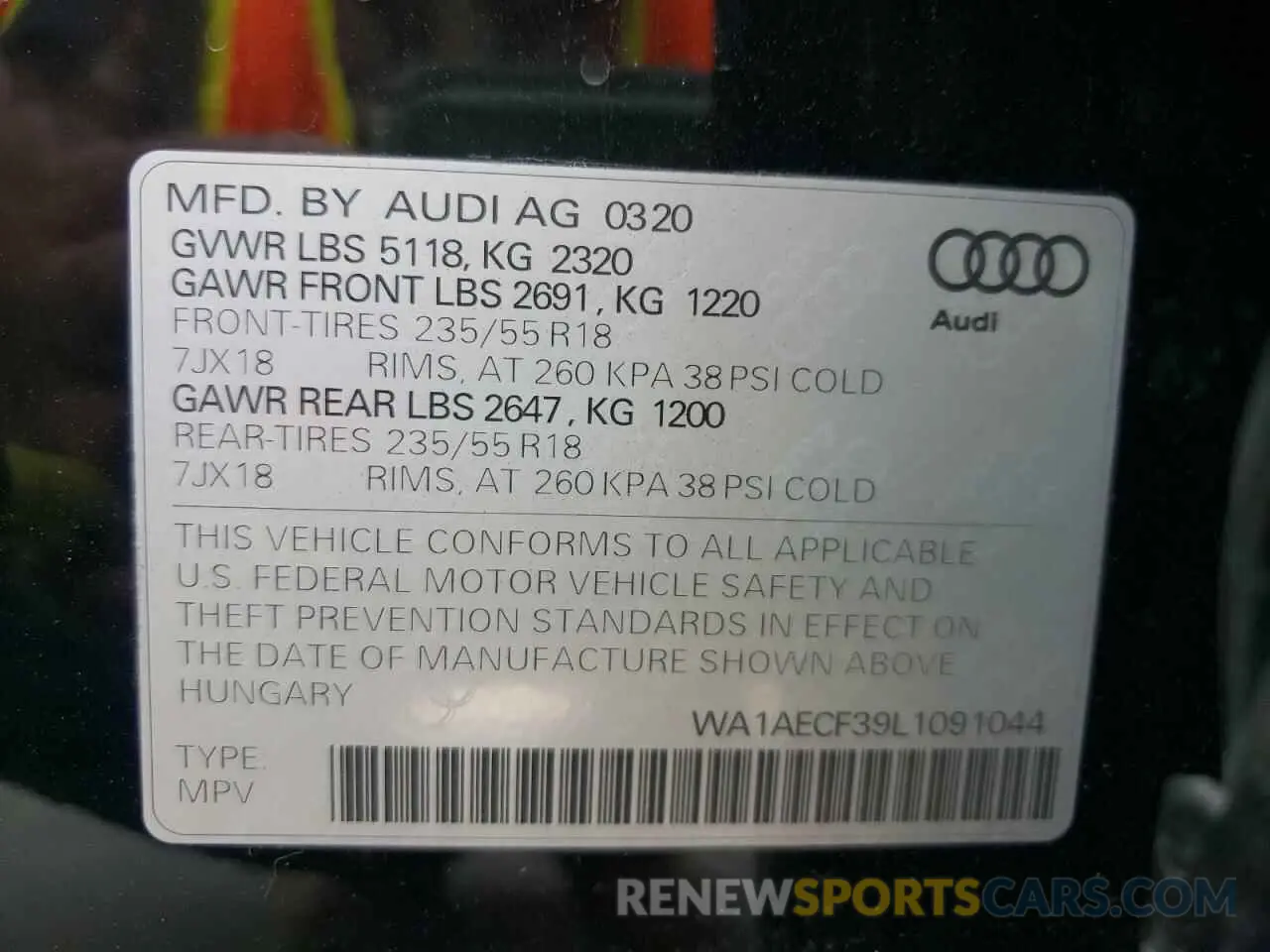 10 Фотография поврежденного автомобиля WA1AECF39L1091044 AUDI Q3 2020
