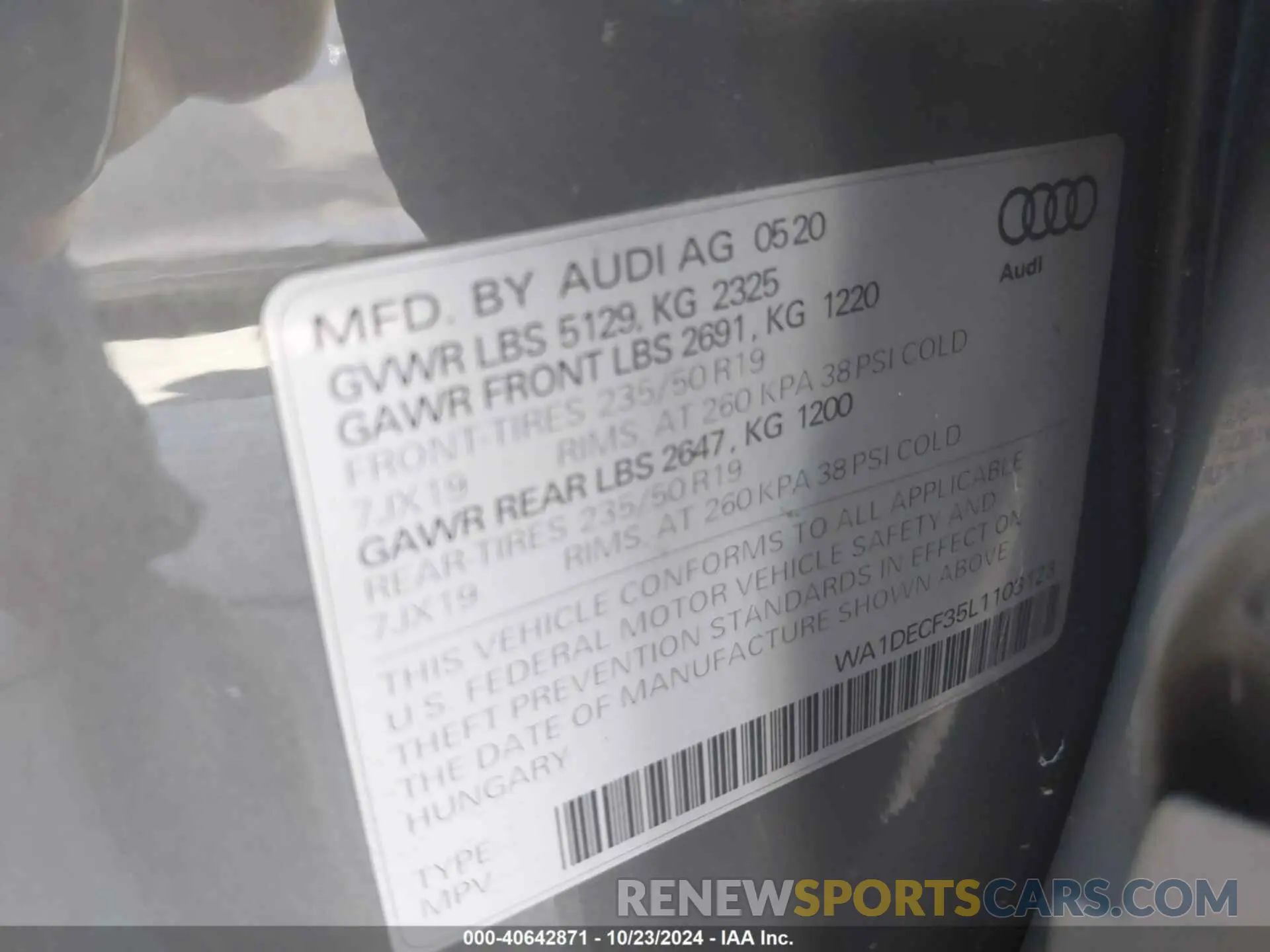 9 Фотография поврежденного автомобиля WA1DECF35L1103123 AUDI Q3 2020