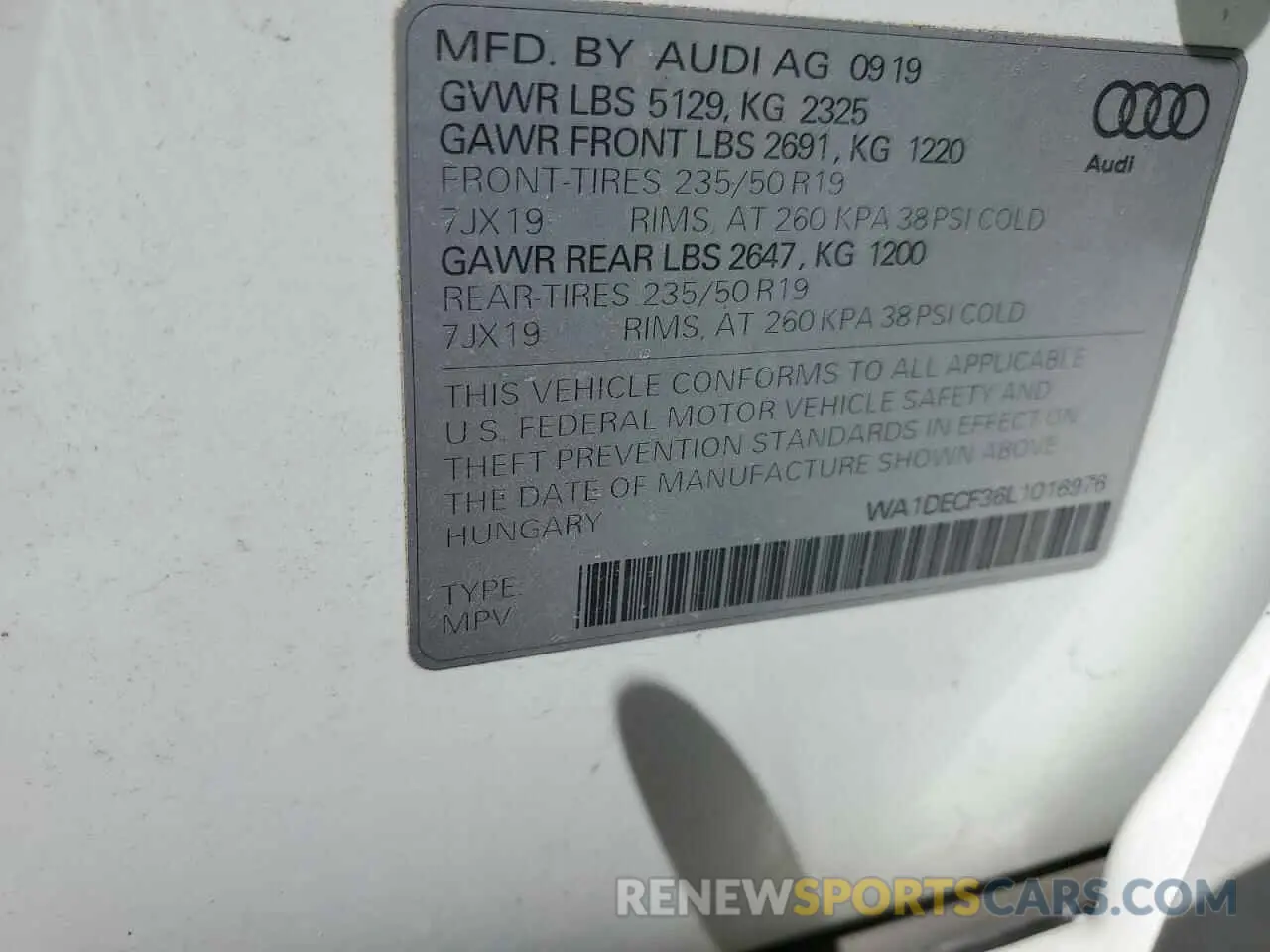 14 Фотография поврежденного автомобиля WA1DECF36L1016976 AUDI Q3 2020