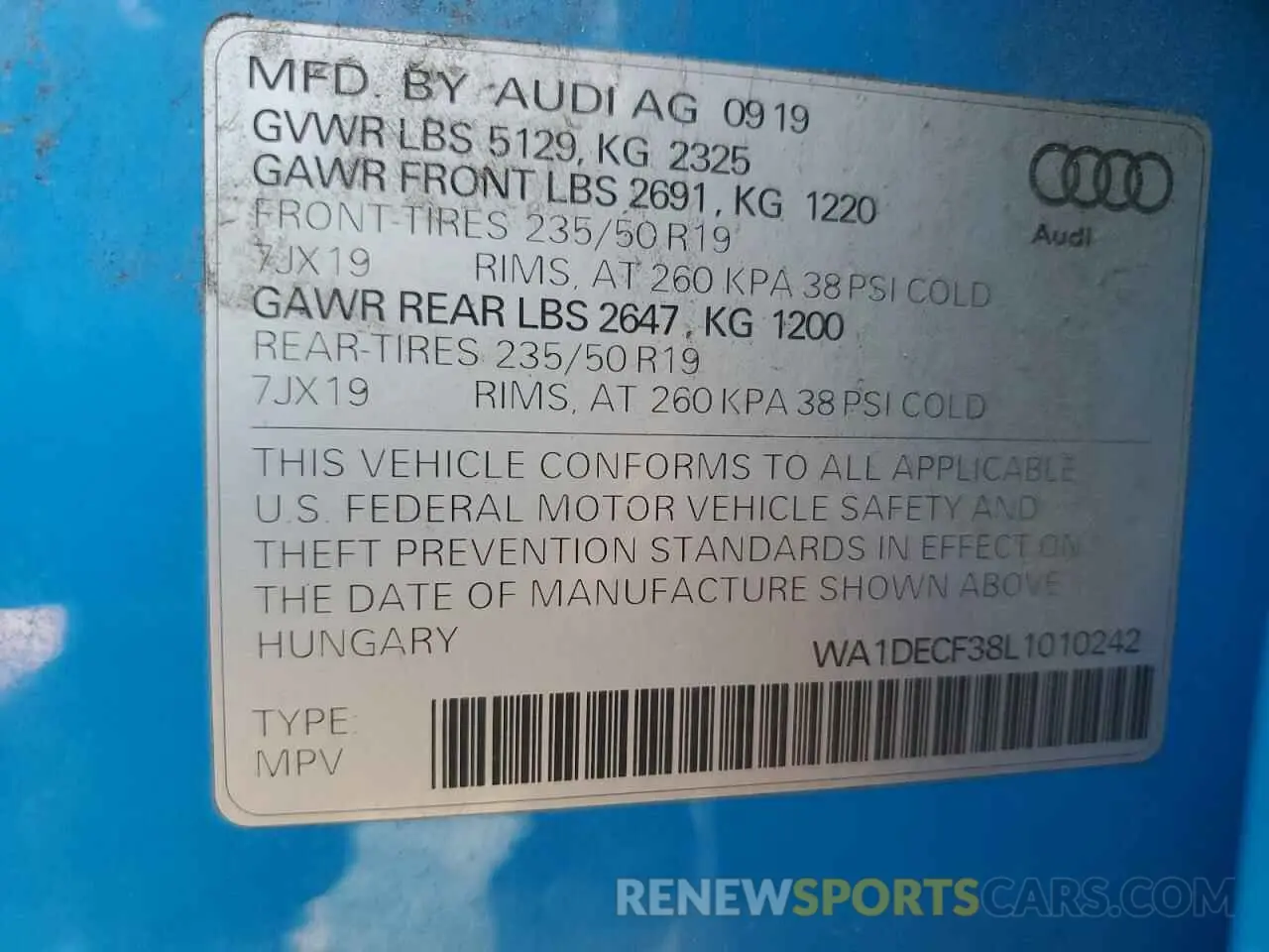 13 Фотография поврежденного автомобиля WA1DECF38L1010242 AUDI Q3 2020