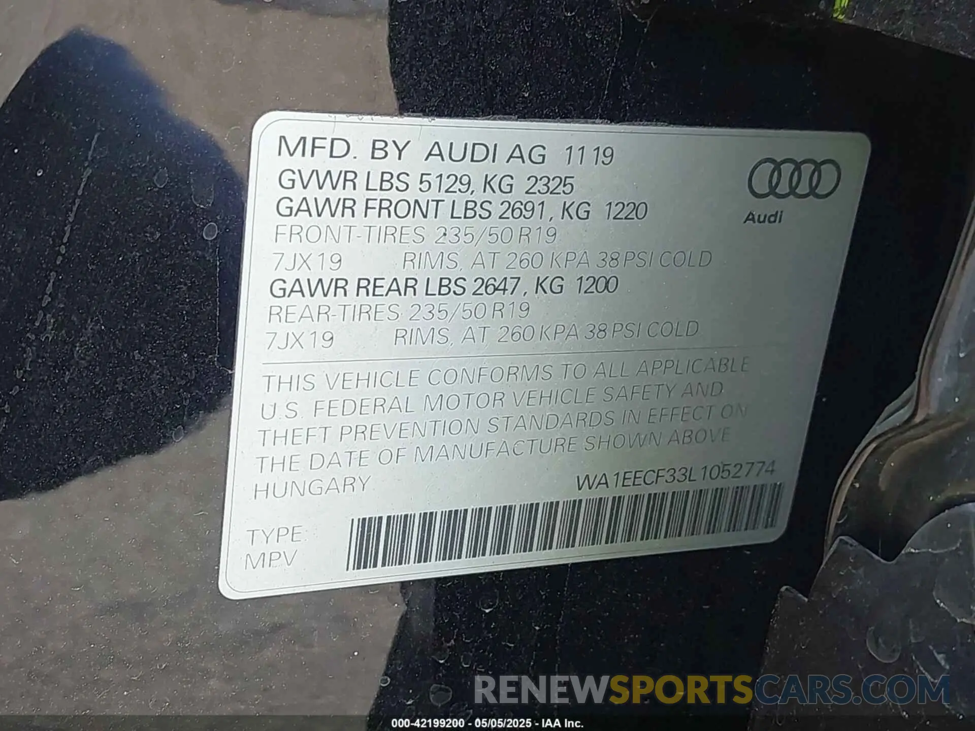 9 Фотография поврежденного автомобиля WA1EECF33L1052774 AUDI Q3 2020
