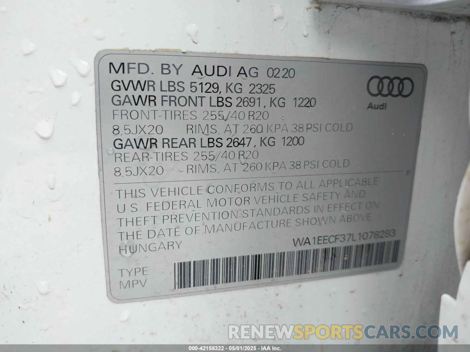 9 Фотография поврежденного автомобиля WA1EECF37L1078293 AUDI Q3 2020