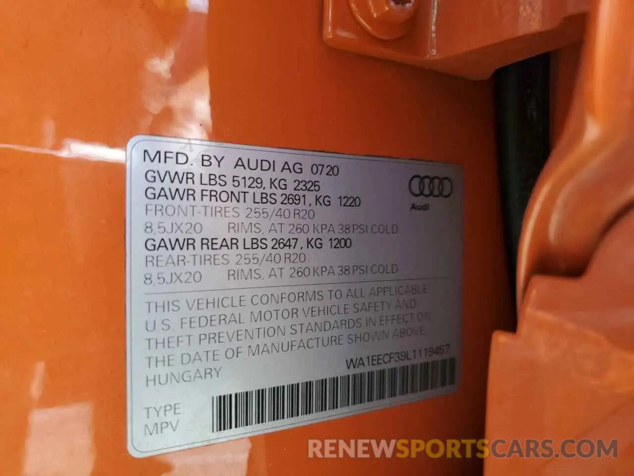 13 Фотография поврежденного автомобиля WA1EECF39L1119457 AUDI Q3 2020