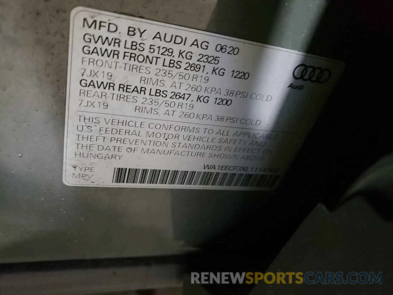 16 Фотография поврежденного автомобиля WA1EECF3XL1114302 AUDI Q3 2020
