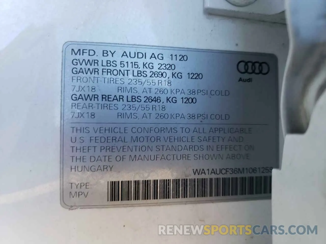 13 Photograph of a damaged car WA1AUCF36M1061259 AUDI Q3 2021